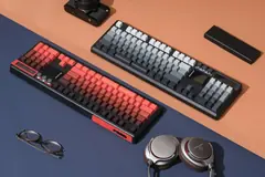 Show photo: Two GK104Pro colorways on a desk